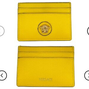 NWT Versace | Yellow Mini Medusa Leather Slim Card Holder Case Wallet $350